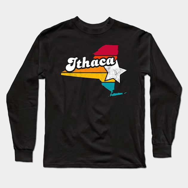 Ithaca New York Vintage Distressed Souvenir Long Sleeve T-Shirt by NickDezArts